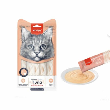 Wanpy cat treats with tuna and salmon 5×14g