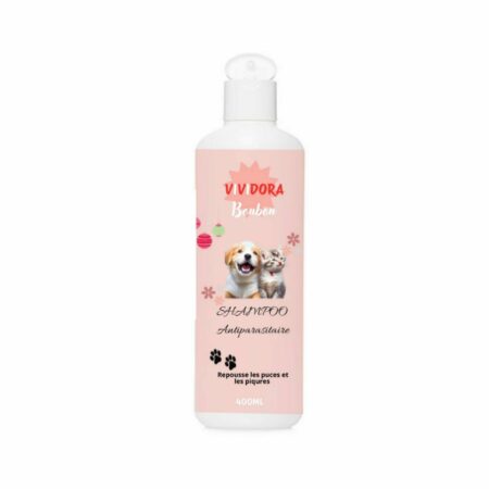 shampoing antiparasitaire anti-puces pour chat et chien vividora bonbon 400 ml