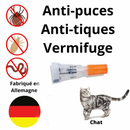 Anti-puces et Vermifuge pour Chaton et Chat 1 pipette
