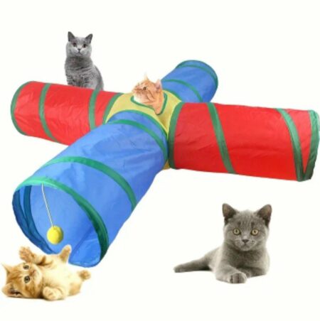 Tunnel de Formation Pour Chat À Quatre Voies Tunnel de Stockage Pliable Pour Jouets Pour Animaux de Compagnie Tunnels de Jeu Pour Chat Jouet Interactif