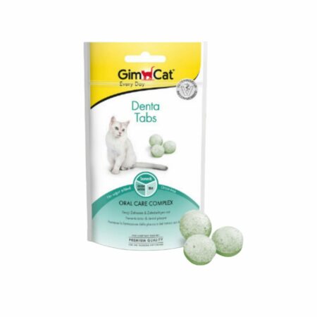 GimCat Denta Tabs - Snack fonctionnel pour chats, soutient les soins dentaires 40 g